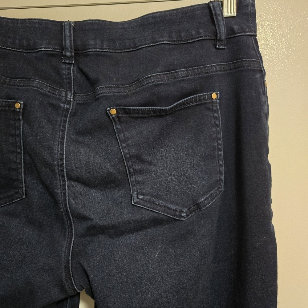 Chico's Sz 2 (L) 34x30 Blue Dark Wash Platinum Tapered Classic Stretch Jeggings - Picture 4 of 6